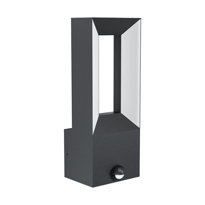 Applique da esterno con sensore di movimento nera in alluminio, Larisa, 5W, 3000K LED, IP44