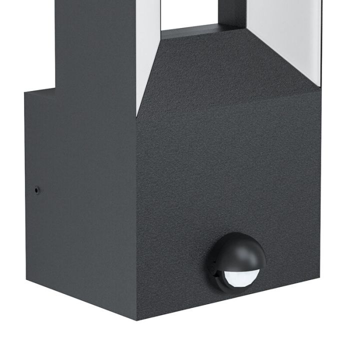 Applique da esterno con sensore di movimento nera in alluminio, Larisa, 5W, 3000K LED, IP44