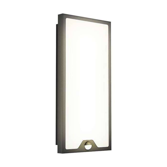 Applique da esterno con sensore di movimento nera in acciaio, Lydian, 16W, 3000K LED, IP44