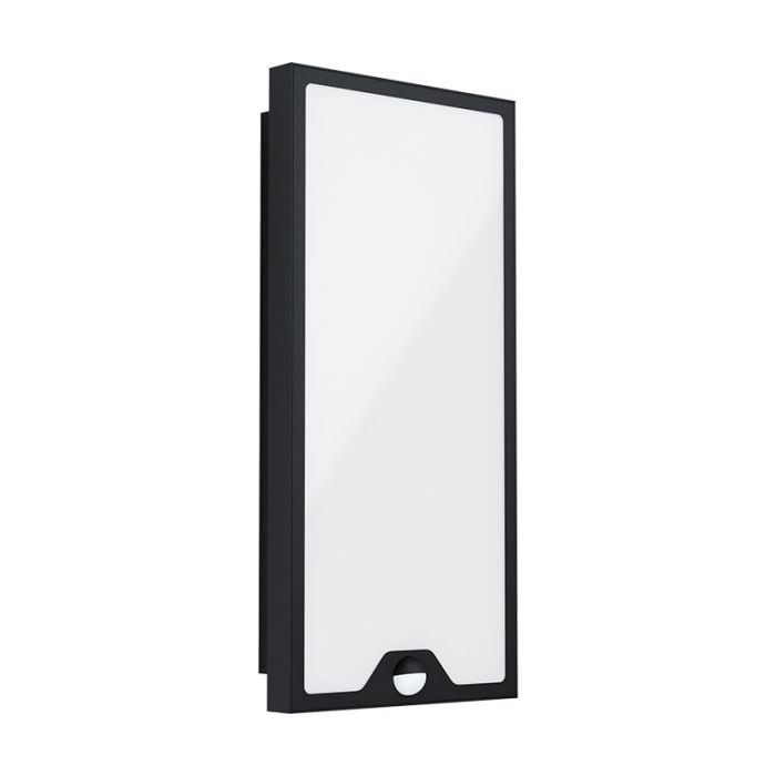 Applique da esterno con sensore di movimento nera in acciaio, Lydian, 16W, 3000K LED, IP44