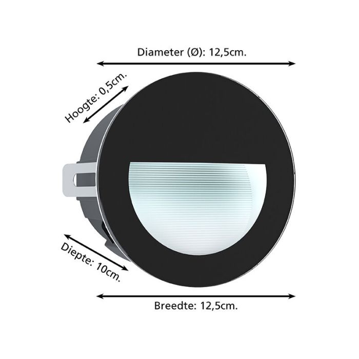 Applique da esterno da incasso nera in alluminio, Luigino, 2,5W, 4000K LED, IP65