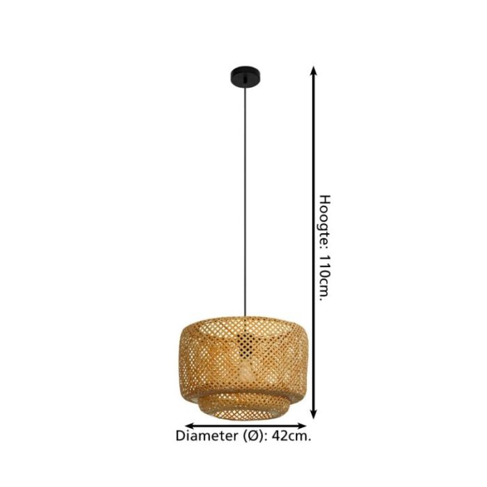 Lampada a sospensione in rattan marrone, Jetze