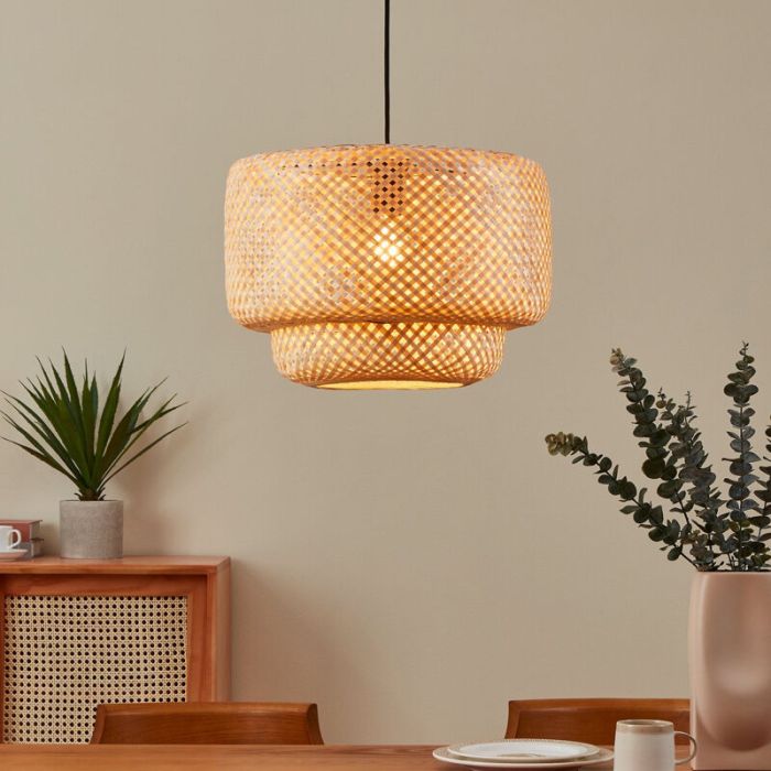 Lampada a sospensione in rattan marrone, Jetze
