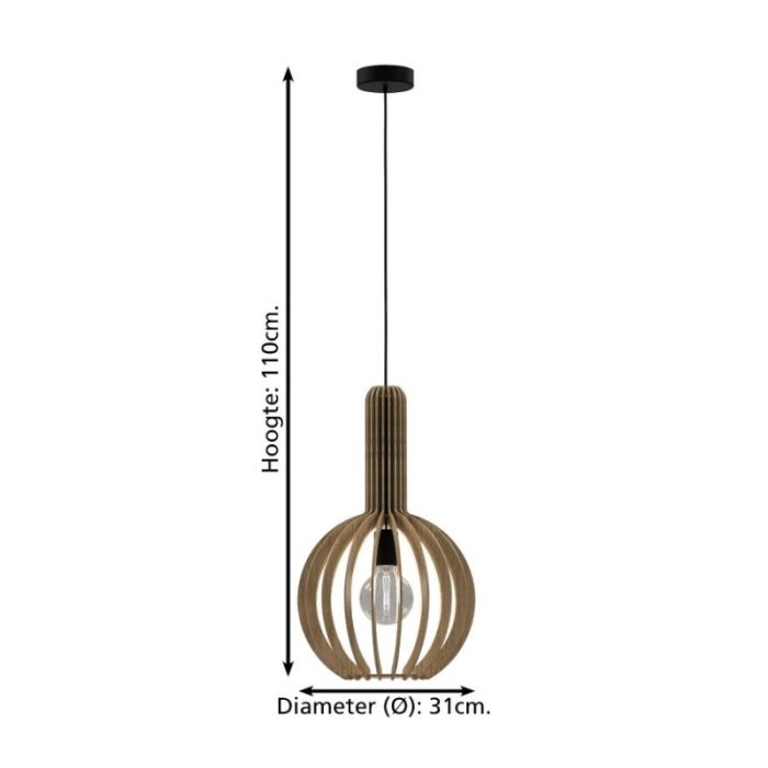 Lampada a sospensione in legno marrone, Kenney
