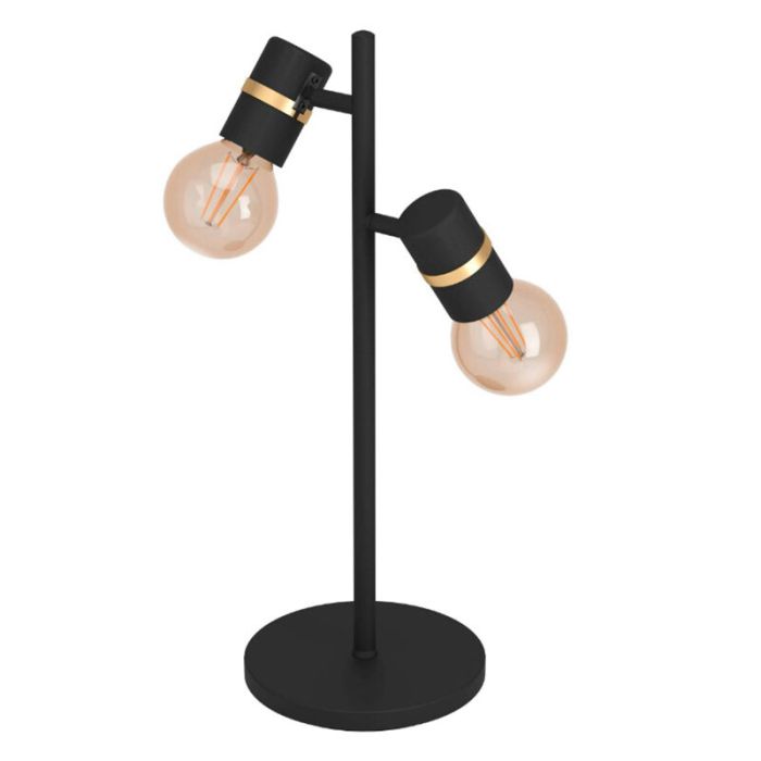 Lampada da tavolo nera in alluminio, Jelger, con interruttore