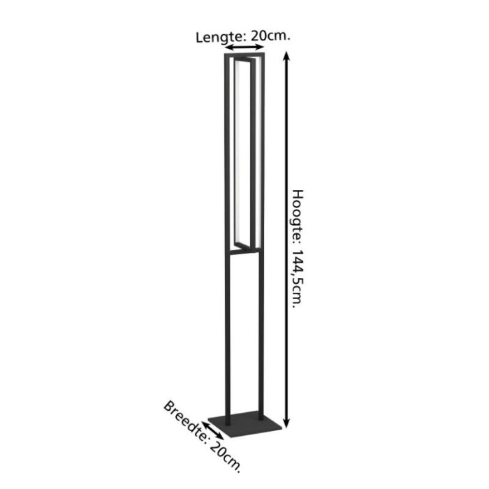 Lampada da terra nera in alluminio, Lianne, 34W, bianco regolabile tra caldo e freddo LED, dimmer in 3 fasi