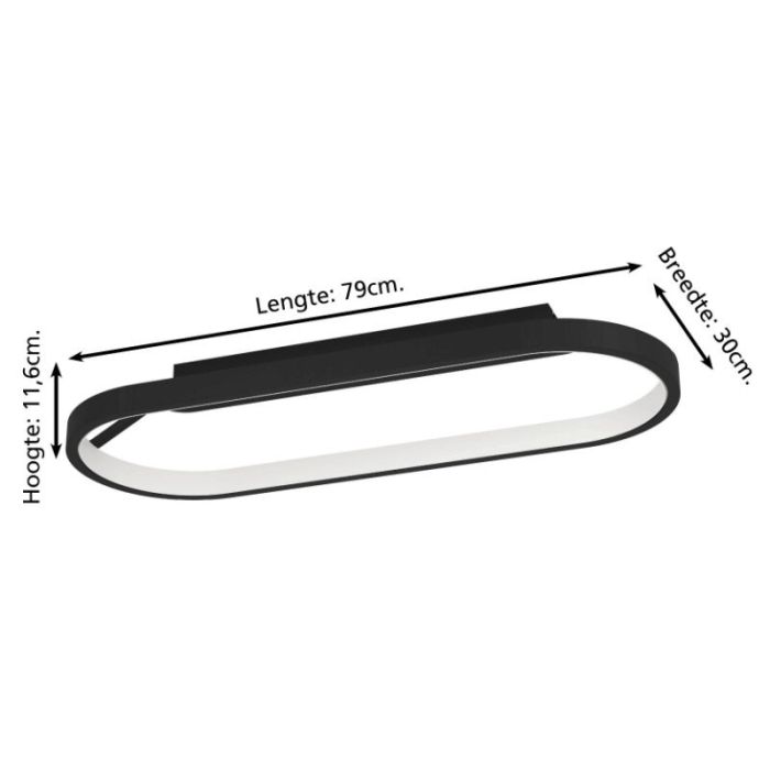 Lampada da soffitto nera in alluminio, Maira, 27W, 3000K LED, dimmer in 3 fasi
