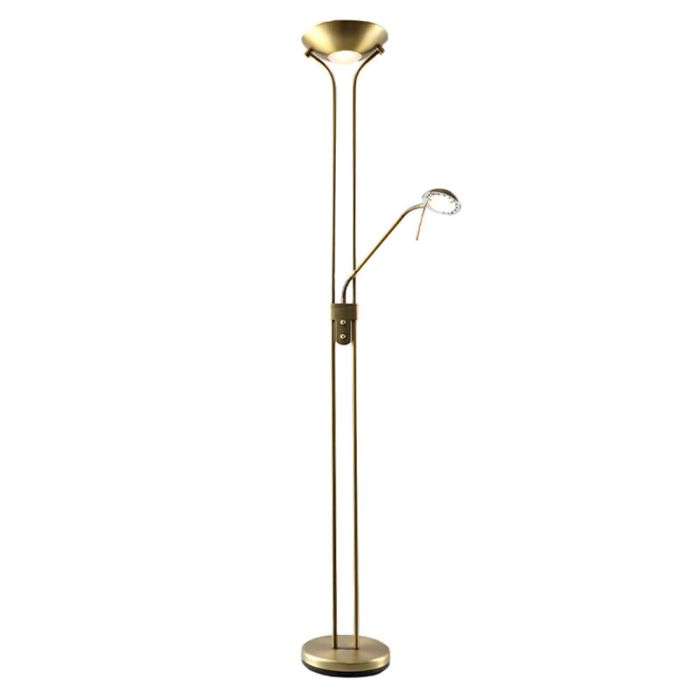 Piantana da lettura da terra in ottone moderna, Salvador, 18W, 3000K LED, con interruttore