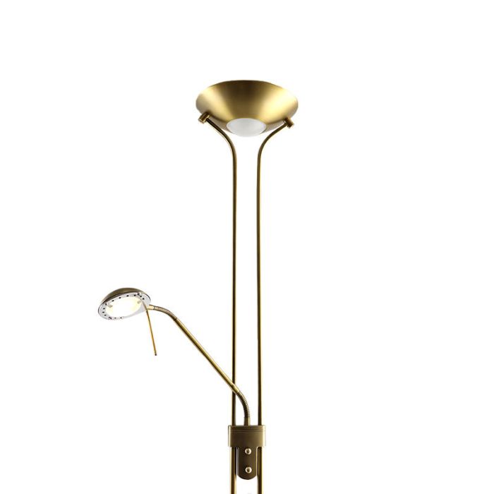 Piantana da lettura da terra in ottone moderna, Salvador, 18W, 3000K LED, con interruttore