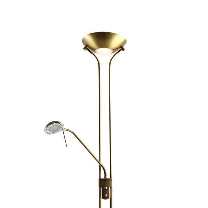 Piantana da lettura da terra in ottone moderna, Salvador, 18W, 3000K LED, con interruttore