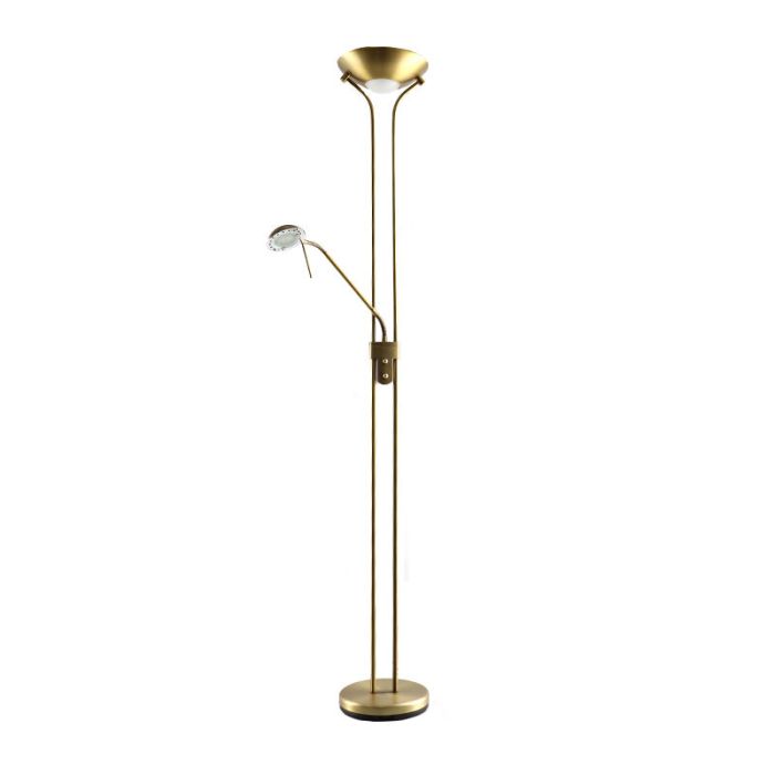 Piantana da lettura da terra in ottone moderna, Salvador, 18W, 3000K LED, con interruttore