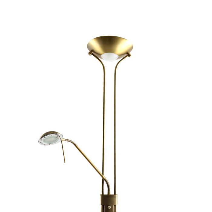 Piantana da lettura da terra in ottone moderna, Salvador, 18W, 3000K LED, con interruttore