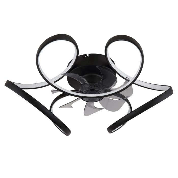 Ventilatore da soffitto nero in plastica, Joske, 40W, bianco regolabile tra caldo e freddo LED, con telecomando