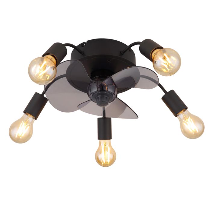 Ventilatore da soffitto nero metallo, Kiet, con telecomando