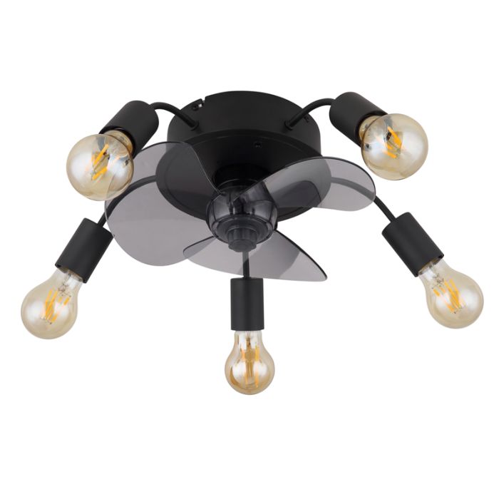 Ventilatore da soffitto nero metallo, Kiet, con telecomando