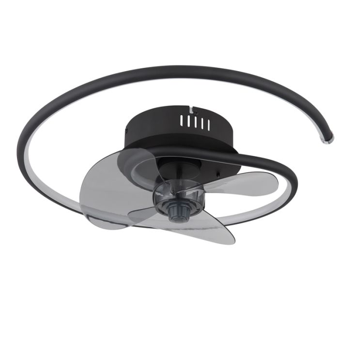 Ventilatore da soffitto nero metallo, Lein, 30W, bianco regolabile tra caldo e freddo LED, con telecomando