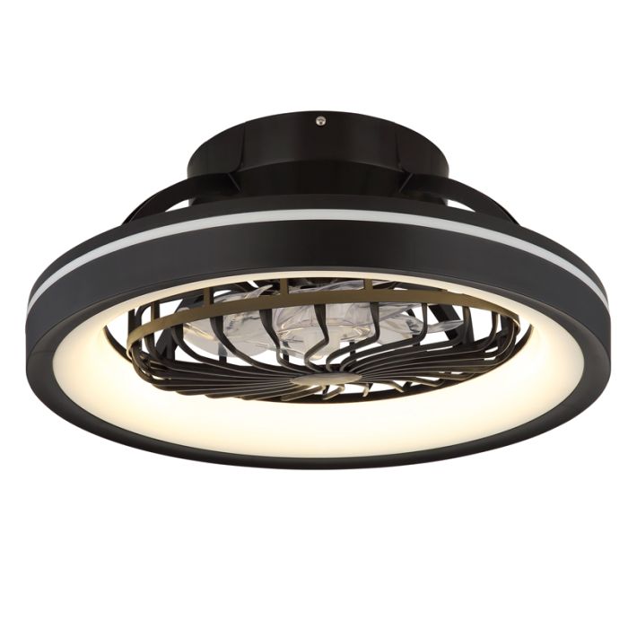 Ventilatore da soffitto nero in plastica, Lenard, 40W, bianco regolabile tra caldo e freddo LED, con telecomando