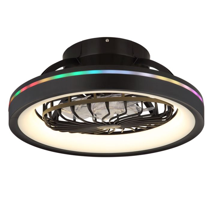 Ventilatore da soffitto nero in plastica, Lenard, 40W, bianco regolabile tra caldo e freddo LED, con telecomando