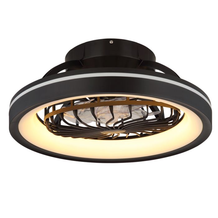 Ventilatore da soffitto nero in plastica, Lenard, 40W, bianco regolabile tra caldo e freddo LED, con telecomando