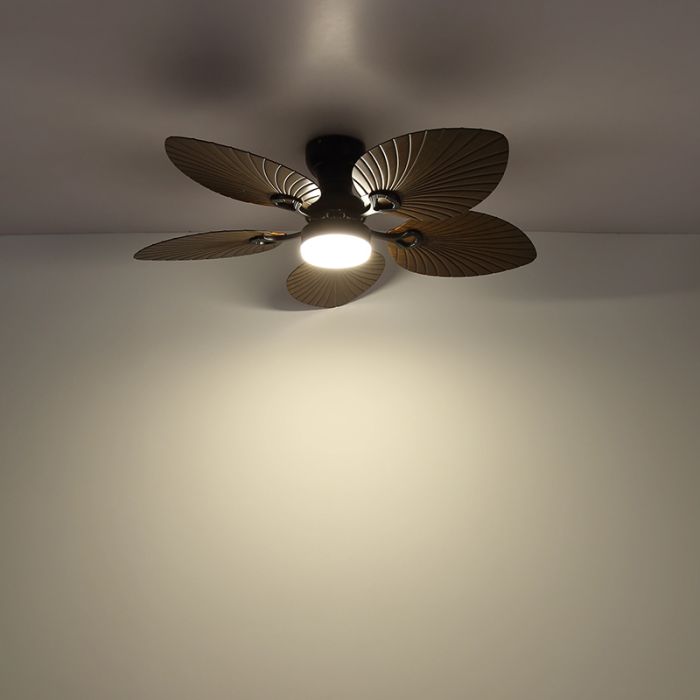 Ventilatore da soffitto marrone metallo, Naduah, 22W, white switch LED, con telecomando