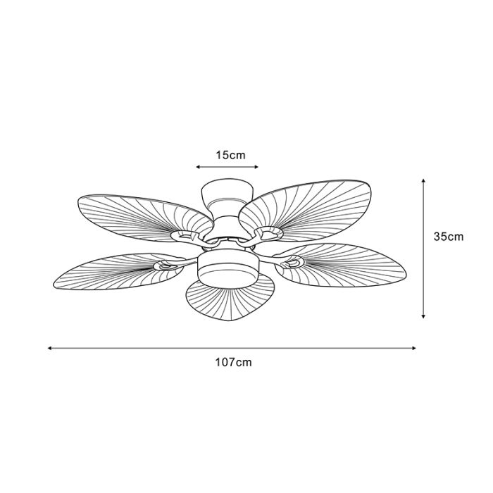 Ventilatore da soffitto marrone metallo, Naduah, 22W, white switch LED, con telecomando