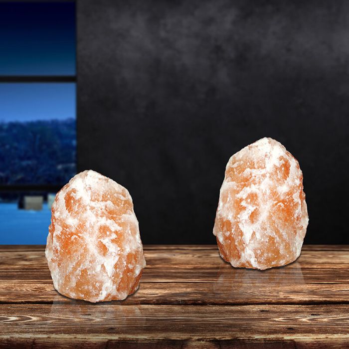 Lampada di sale arancione in pietra, Mersa, con interruttore