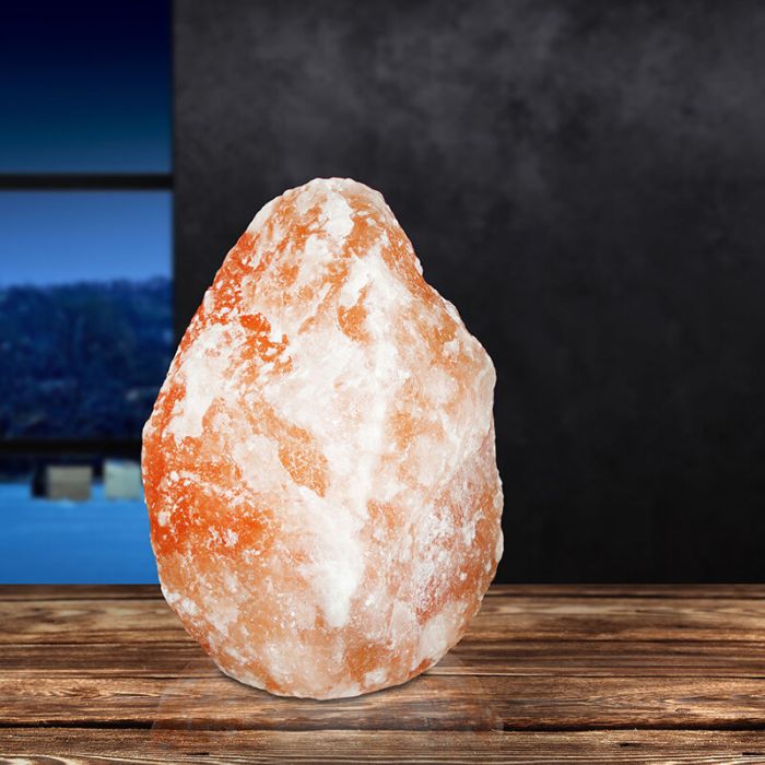 Lampada di sale arancione in pietra, Mersa, con interruttore