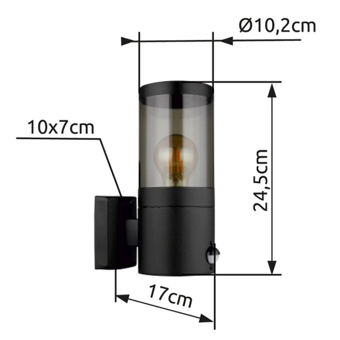 Lampada da esterno nera in acciaio inossidabile, Lambert, IP44