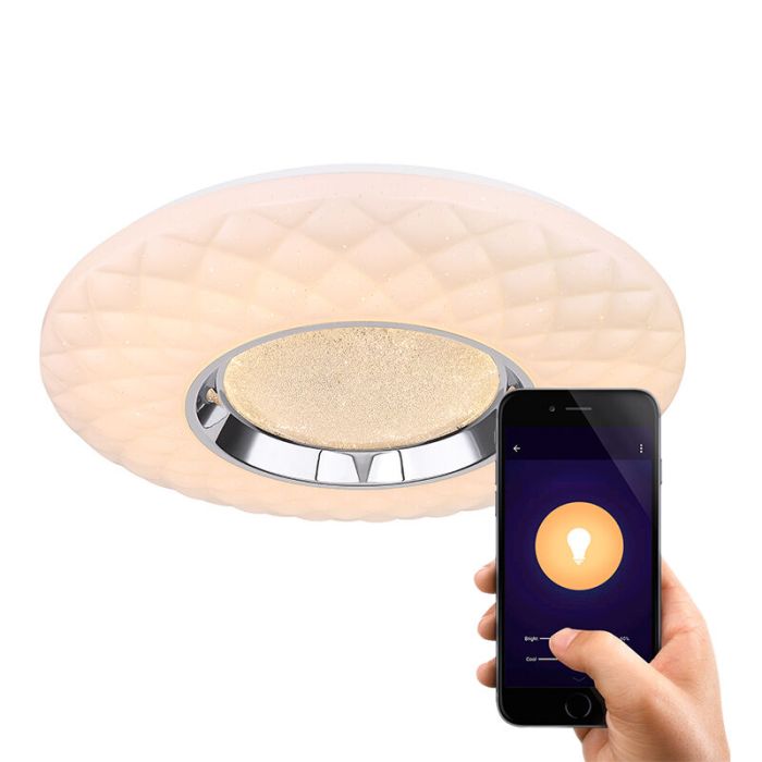 Plafoniera smart bianca metallo, Aldin, 30W, bianco regolabile tra caldo e freddo LED