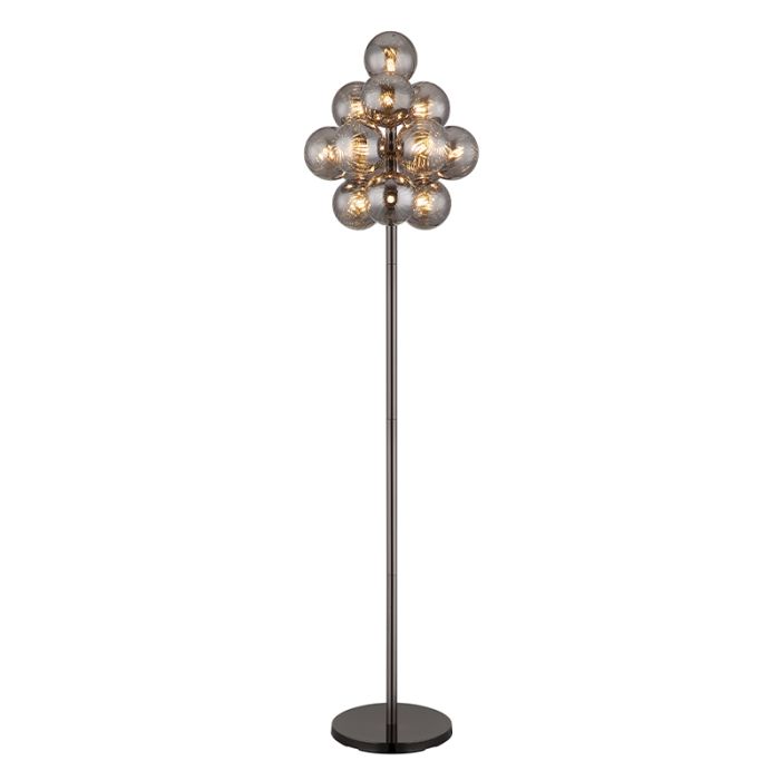 Lampada da terra grigia in vetro, Ozan, con interruttore