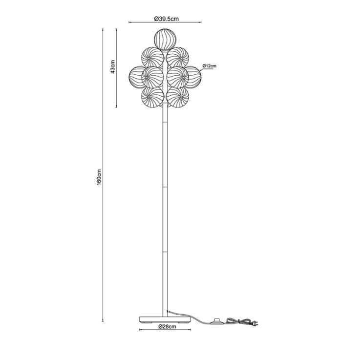 Lampada da terra grigia in vetro, Ozan, con interruttore