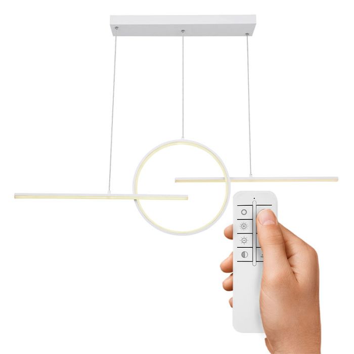 Lampada a sospensione bianca metallo, Wieger, 50W, bianco regolabile tra caldo e freddo LED, con telecomando