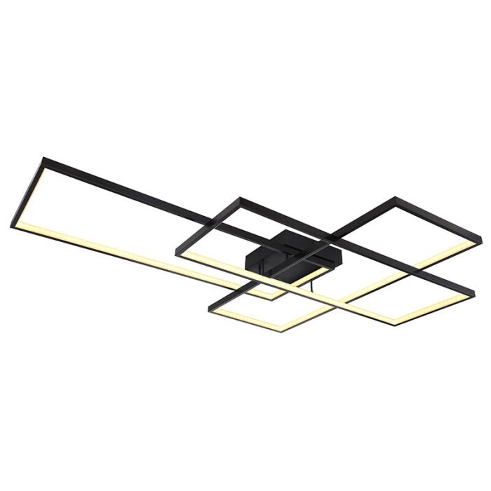 Plafoniera nera in plastica, Terri, 100W, bianco regolabile tra caldo e freddo LED, con telecomando