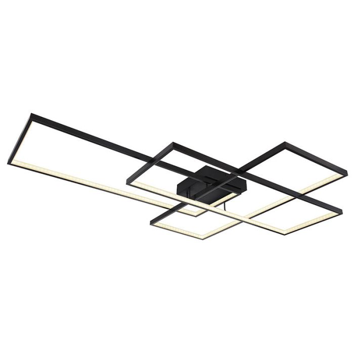 Plafoniera nera in plastica, Terri, 100W, bianco regolabile tra caldo e freddo LED, con telecomando