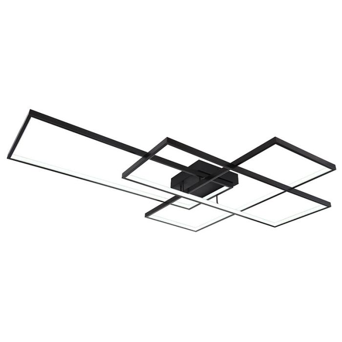 Plafoniera nera in plastica, Terri, 100W, bianco regolabile tra caldo e freddo LED, con telecomando