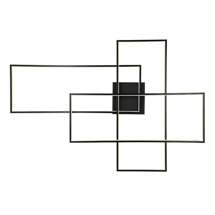 Plafoniera nera in plastica, Terri, 100W, bianco regolabile tra caldo e freddo LED, con telecomando