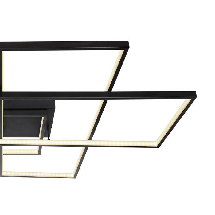 Plafoniera nera in plastica, Terri, 100W, bianco regolabile tra caldo e freddo LED, con telecomando