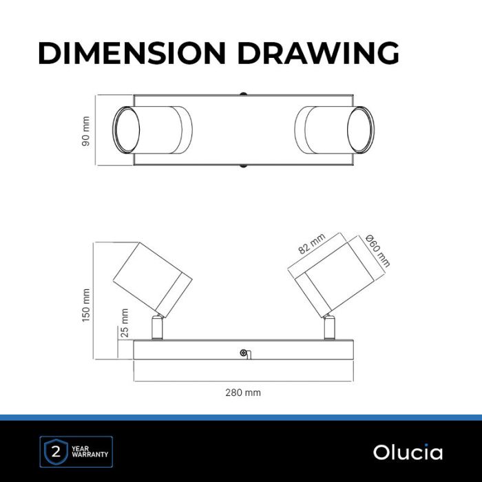 Faretto da soffitto nero moderno, Ciara, IP44
