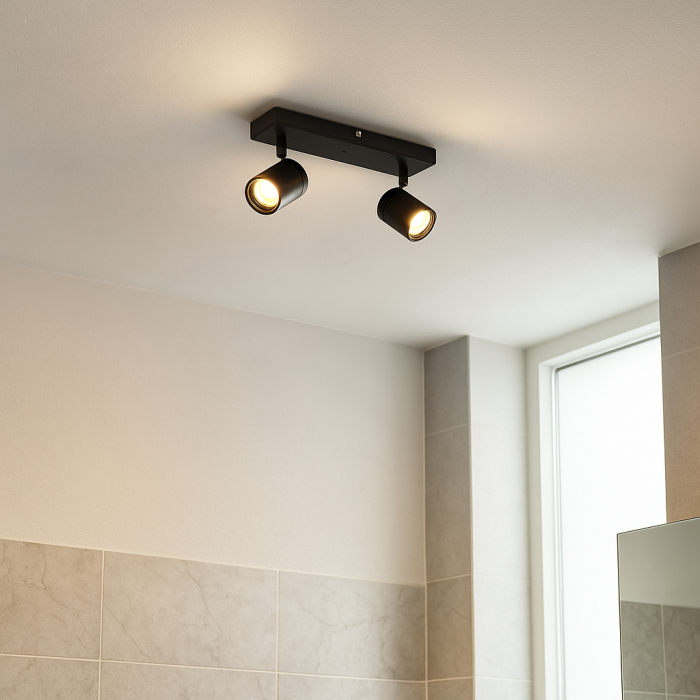 Faretto da soffitto nero moderno, Ciara, IP44