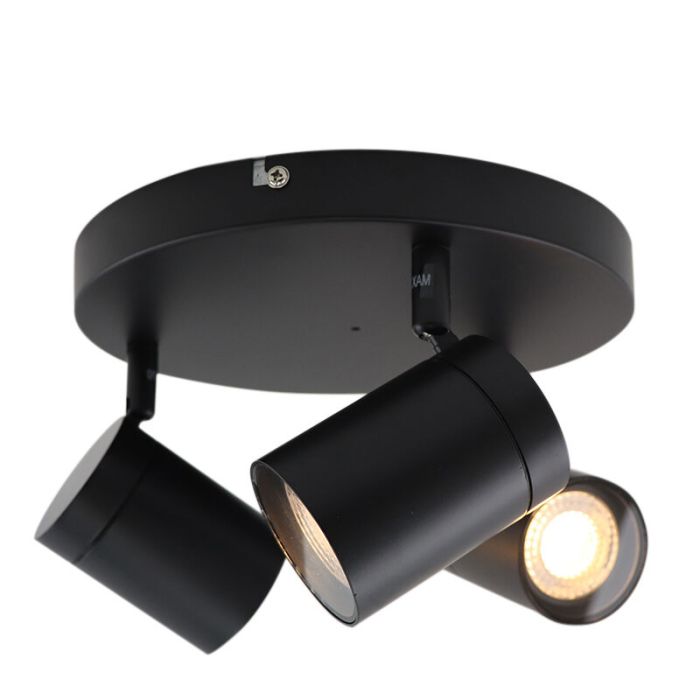 Faretto da soffitto nero moderno, Ciara, IP44