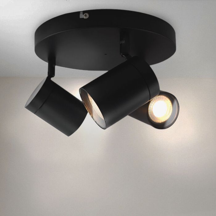 Faretto da soffitto nero moderno, Ciara, IP44