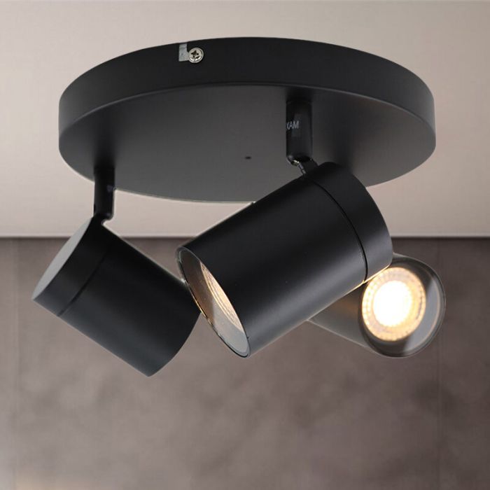 Faretto da soffitto nero moderno, Ciara, IP44