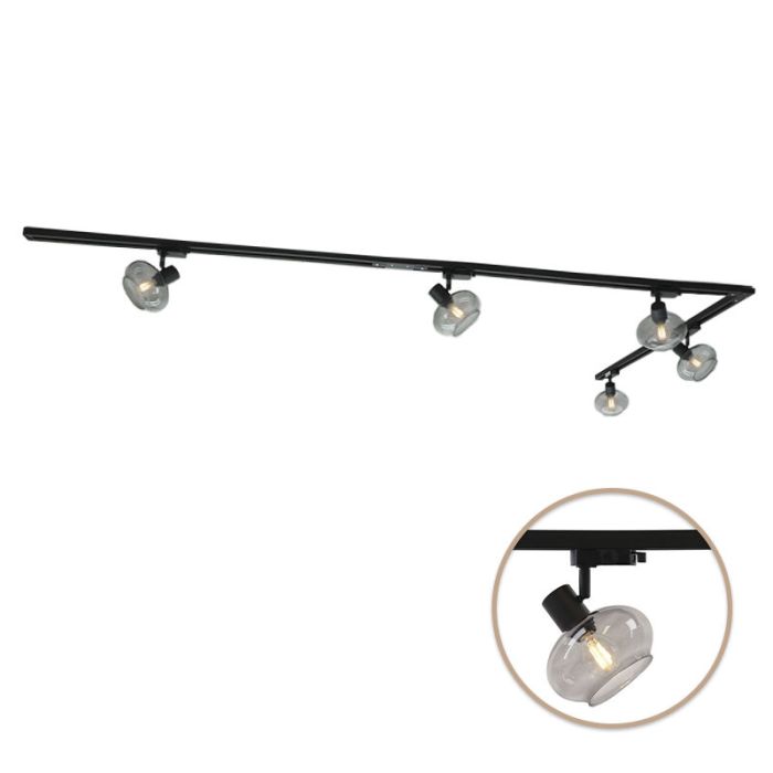 3M sistema di illuminazione a binario monofasico nero con angolo + 5 Skip faretti a binario