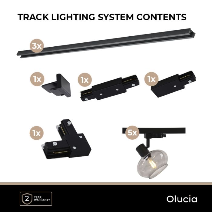 3M sistema di illuminazione a binario monofasico nero con angolo + 5 Skip faretti a binario
