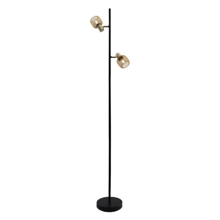 Lampada da terra dorata industriale, Emado, con interruttore