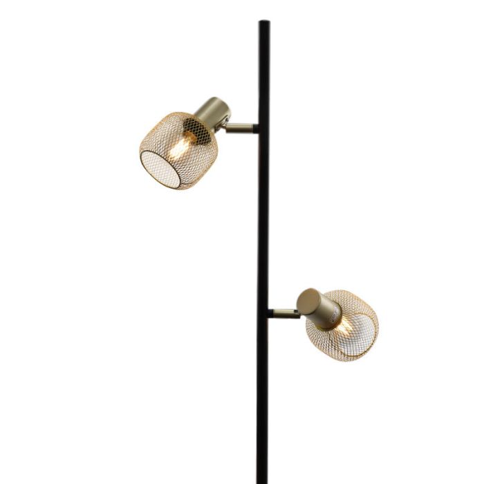 Lampada da terra dorata industriale, Emado, con interruttore