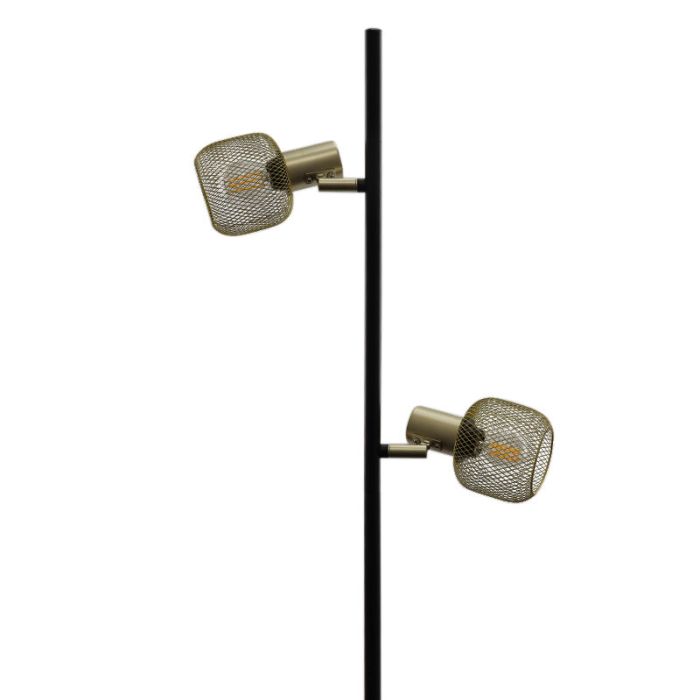 Lampada da terra dorata industriale, Emado, con interruttore