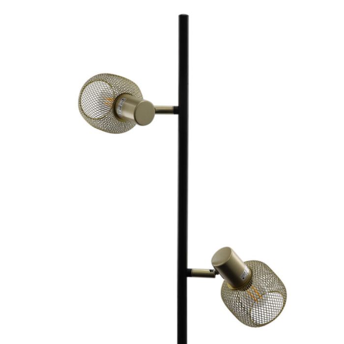 Lampada da terra dorata industriale, Emado, con interruttore