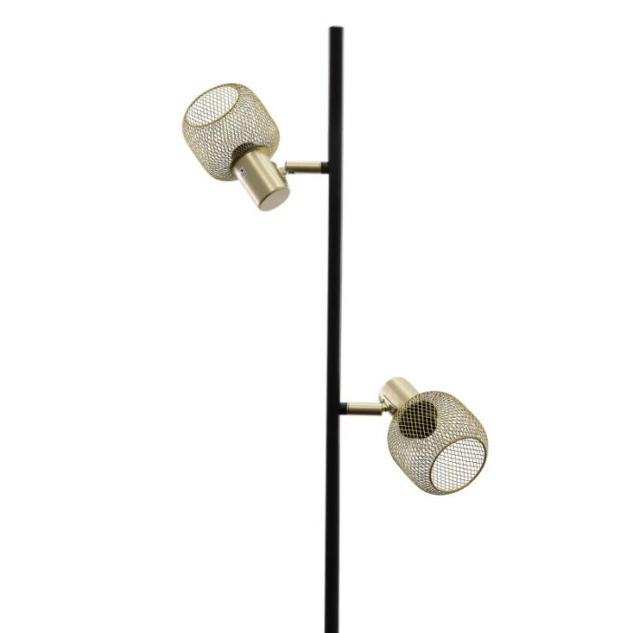 Lampada da terra dorata industriale, Emado, con interruttore