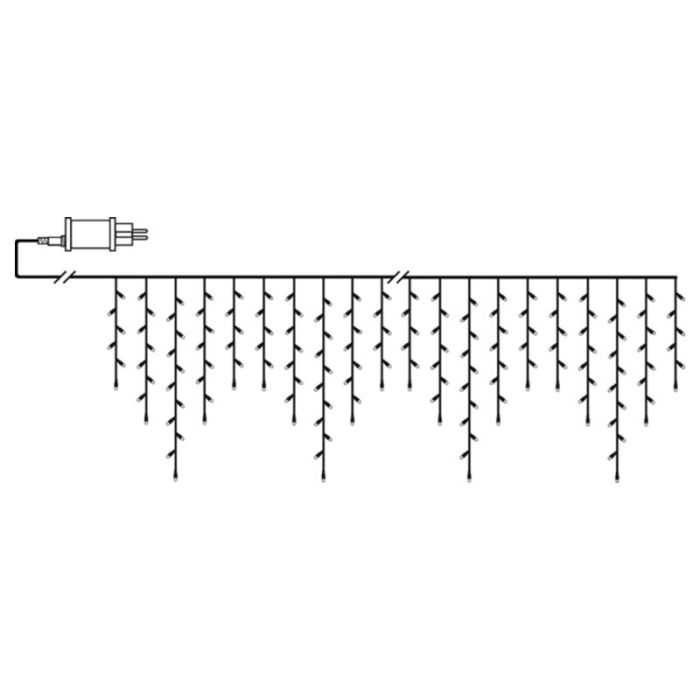 6 metri luci a cascata collegabile, alte 70 cm, bianco caldo, IP44, base